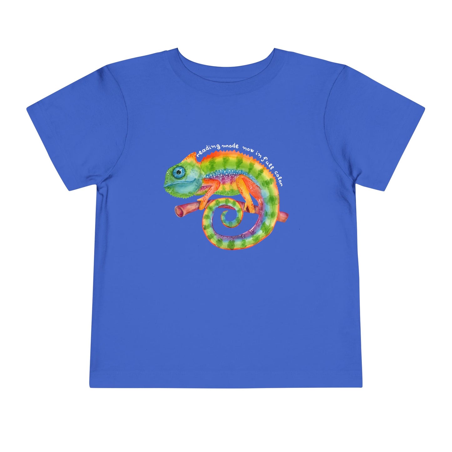 Toddler Reading Mode Chameleon Tee – Vibrant Book Lover Shirt for Kids