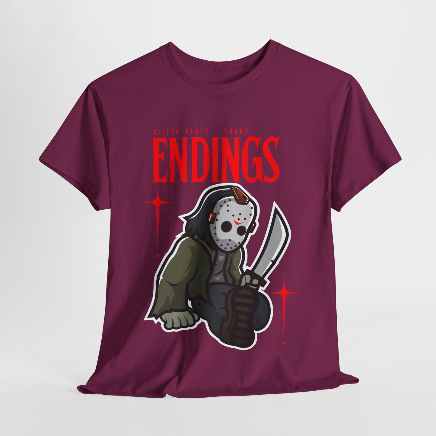 Teen/Adult Unisex Killer Plots, Sharp Endings T-Shirt – Horror Slasher Graphic Tee