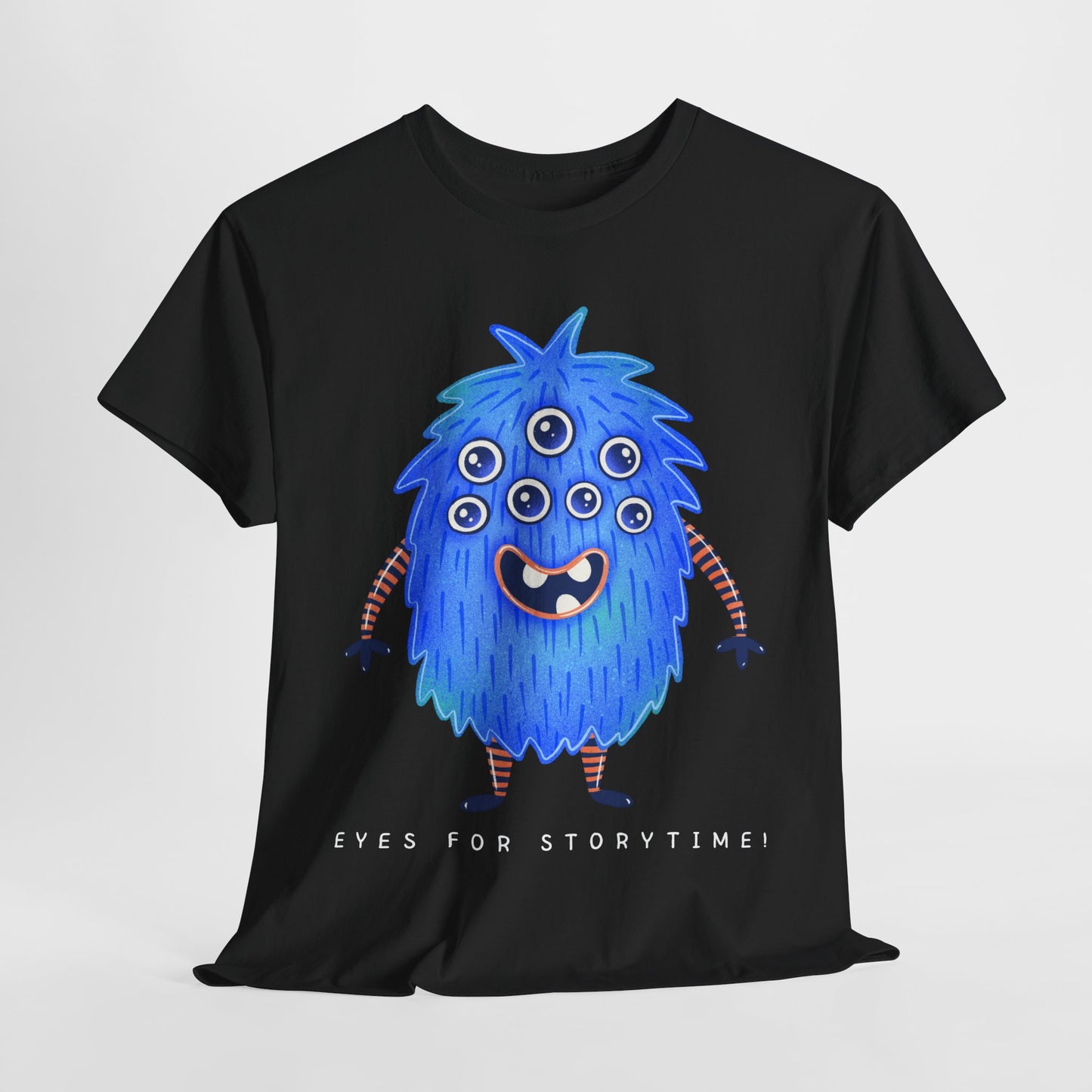 Teen/Adult Unisex “Eyes for Storytime!” Tee – Funny Multi-Eyed Monster Shirt for Readers, Teachers & Lit Lovers