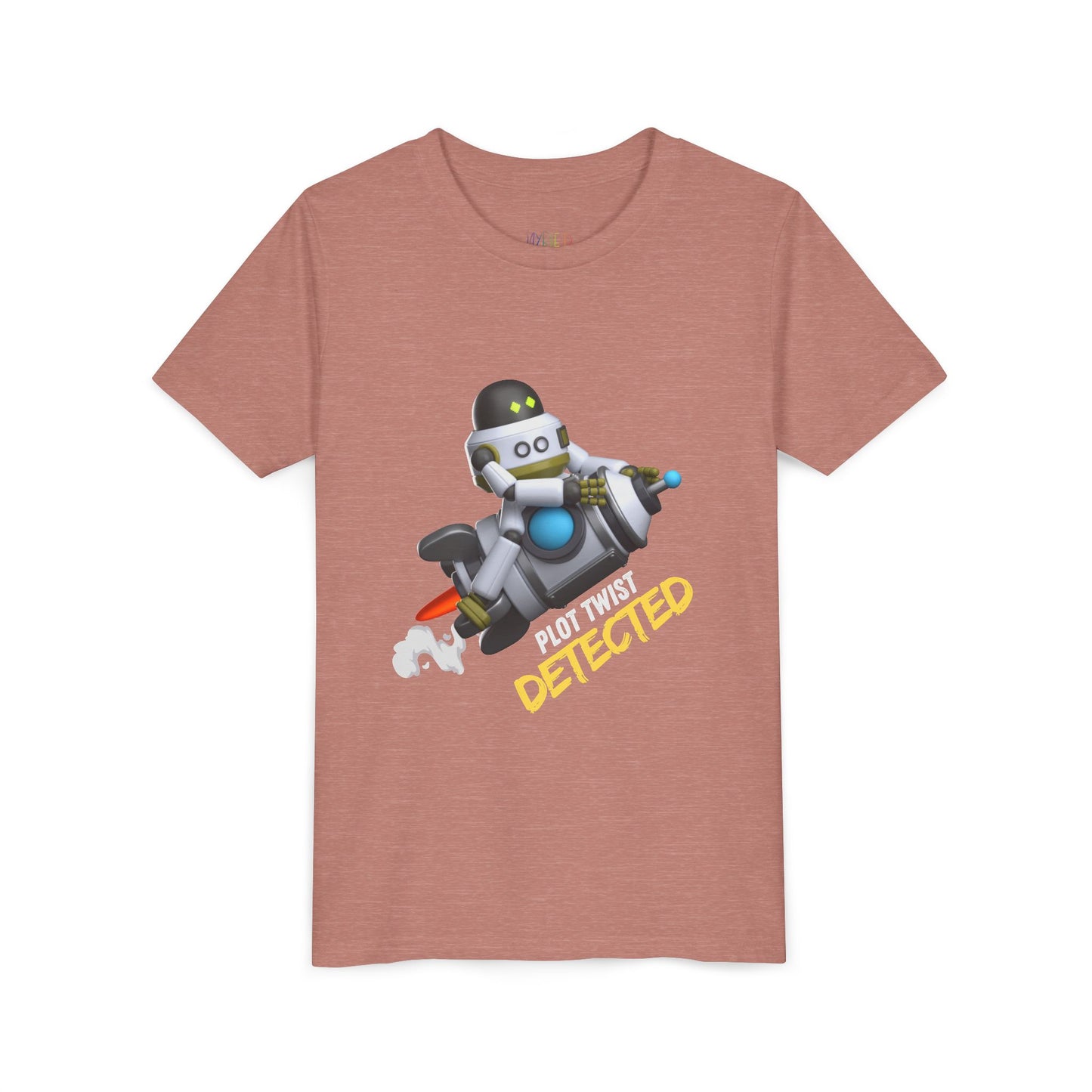 Youth Plot Twist Detected Tee β Rocket-Bot Shirt for Curious Readers For kids who zoom through stories and spot every twist!