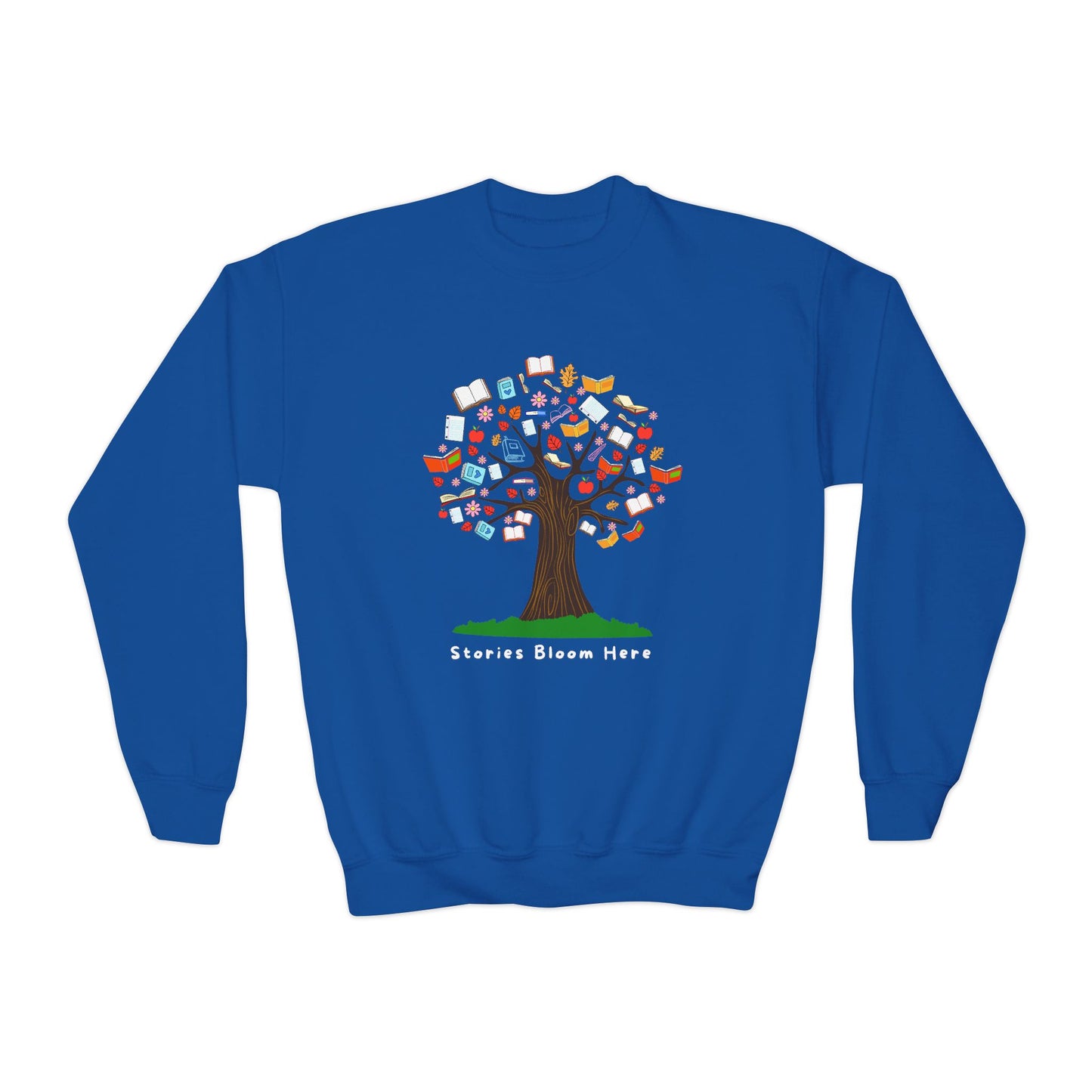 Youth Stories Bloom Here Sweatshirt β Where Reading Grows!