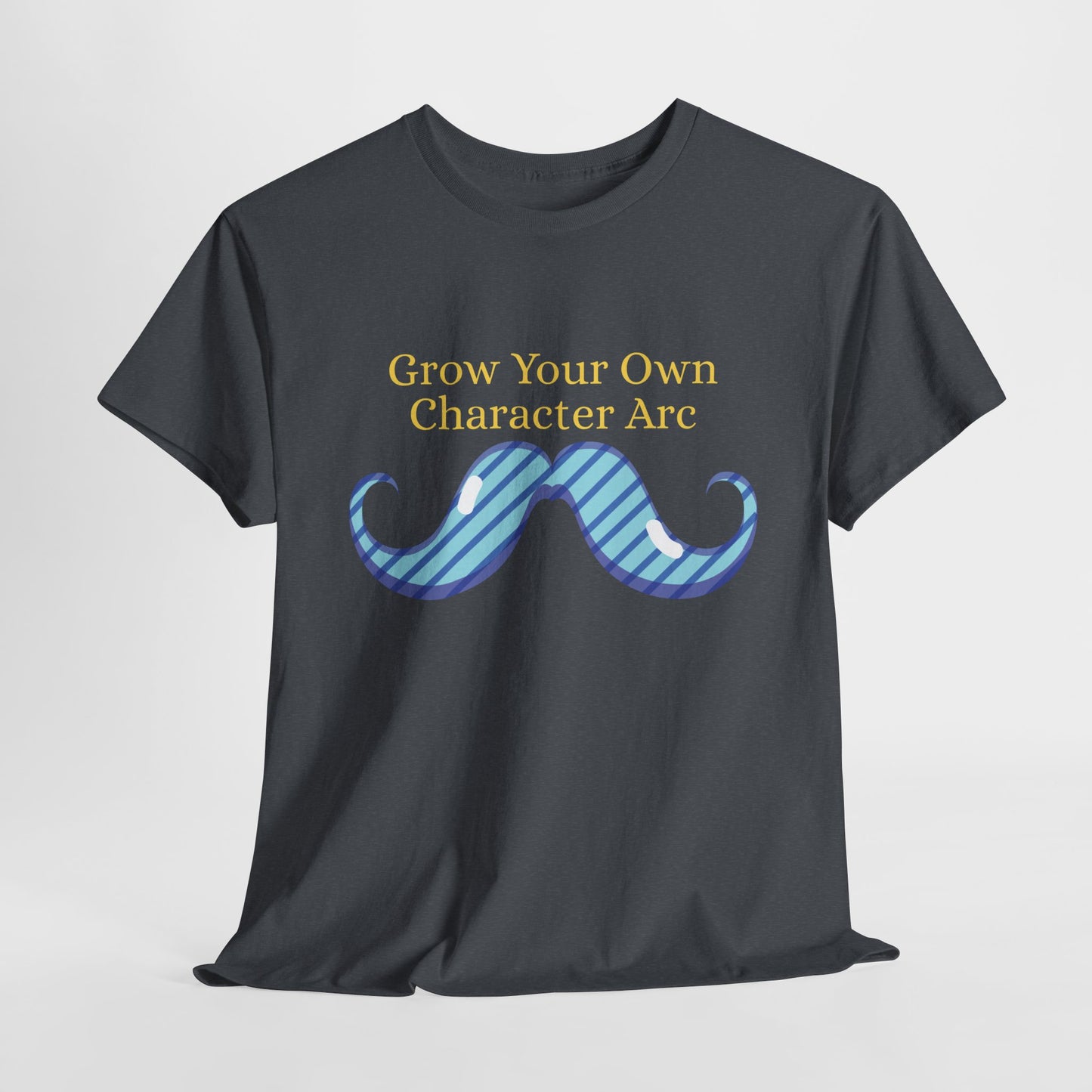 Teen/Adult Unisex Grow Your Own Character Arc Tee – Punny Pick for Writers, Readers & Mustache Enthusiasts