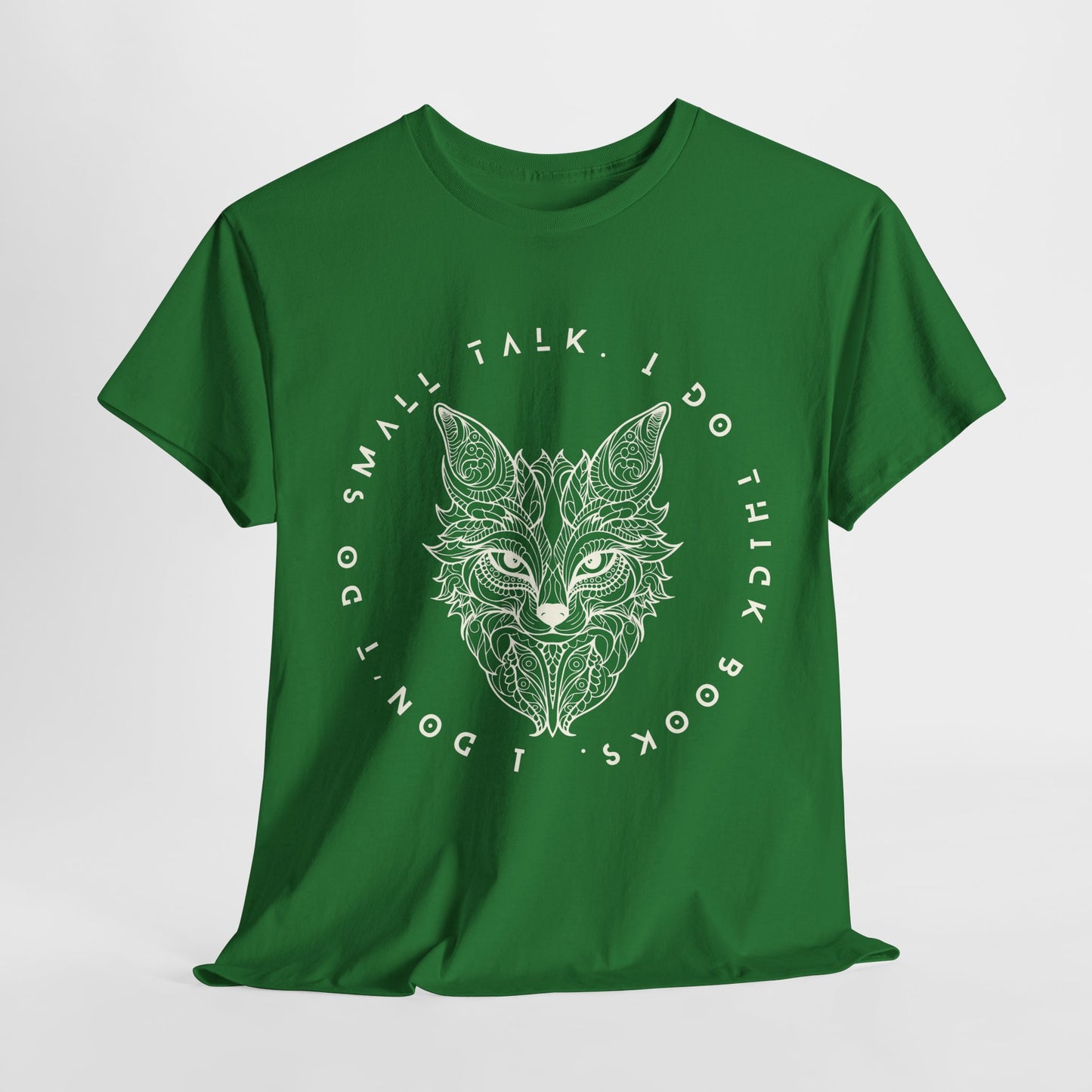 Teen/Adult Unisex – No Small Talk Fox Tee – Thick Books, Deep Reads Statement Shirt