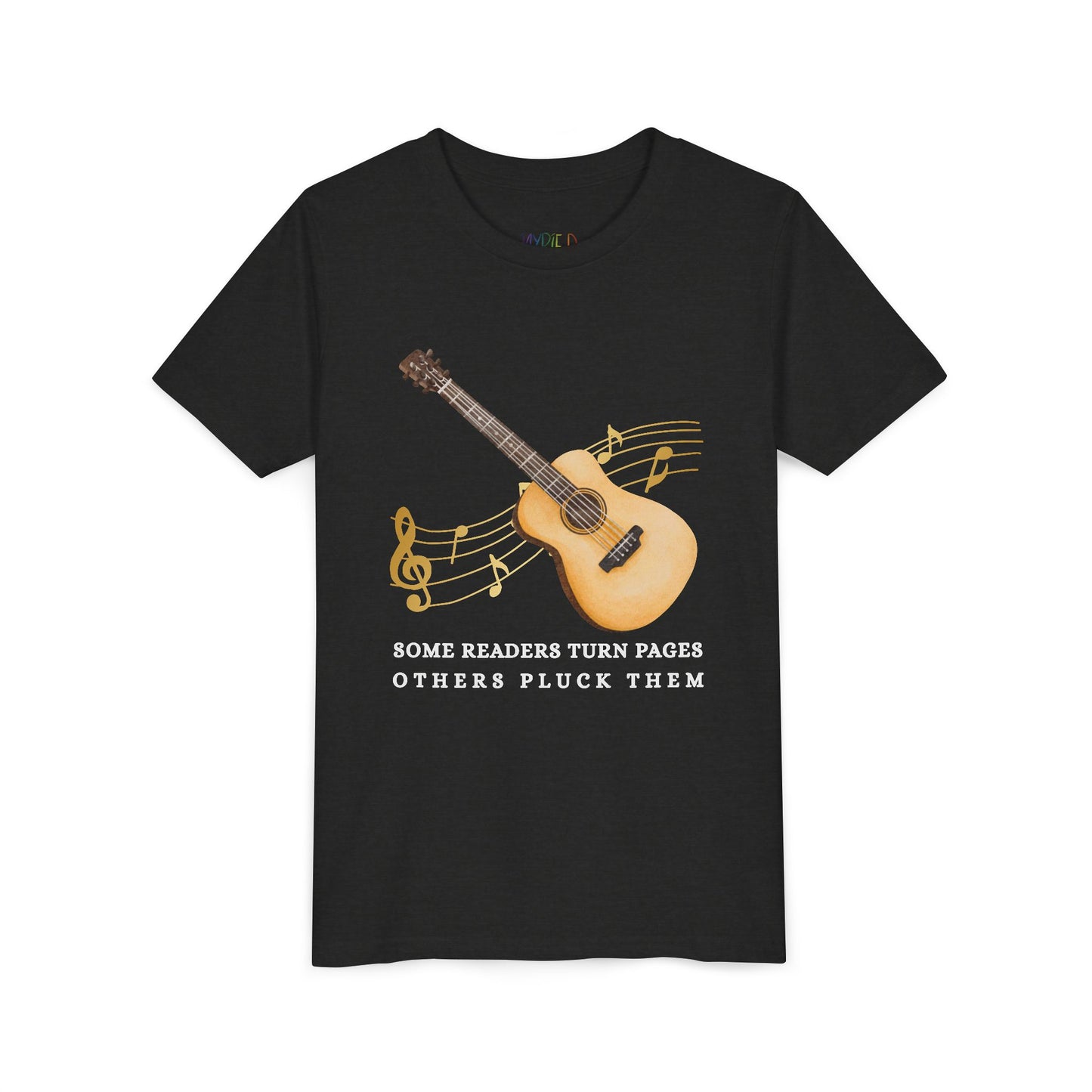 Youth Some Readers Turn Pages, Others Pluck Them Tee – Guitar Lover Shirt for Musical Bookworms
