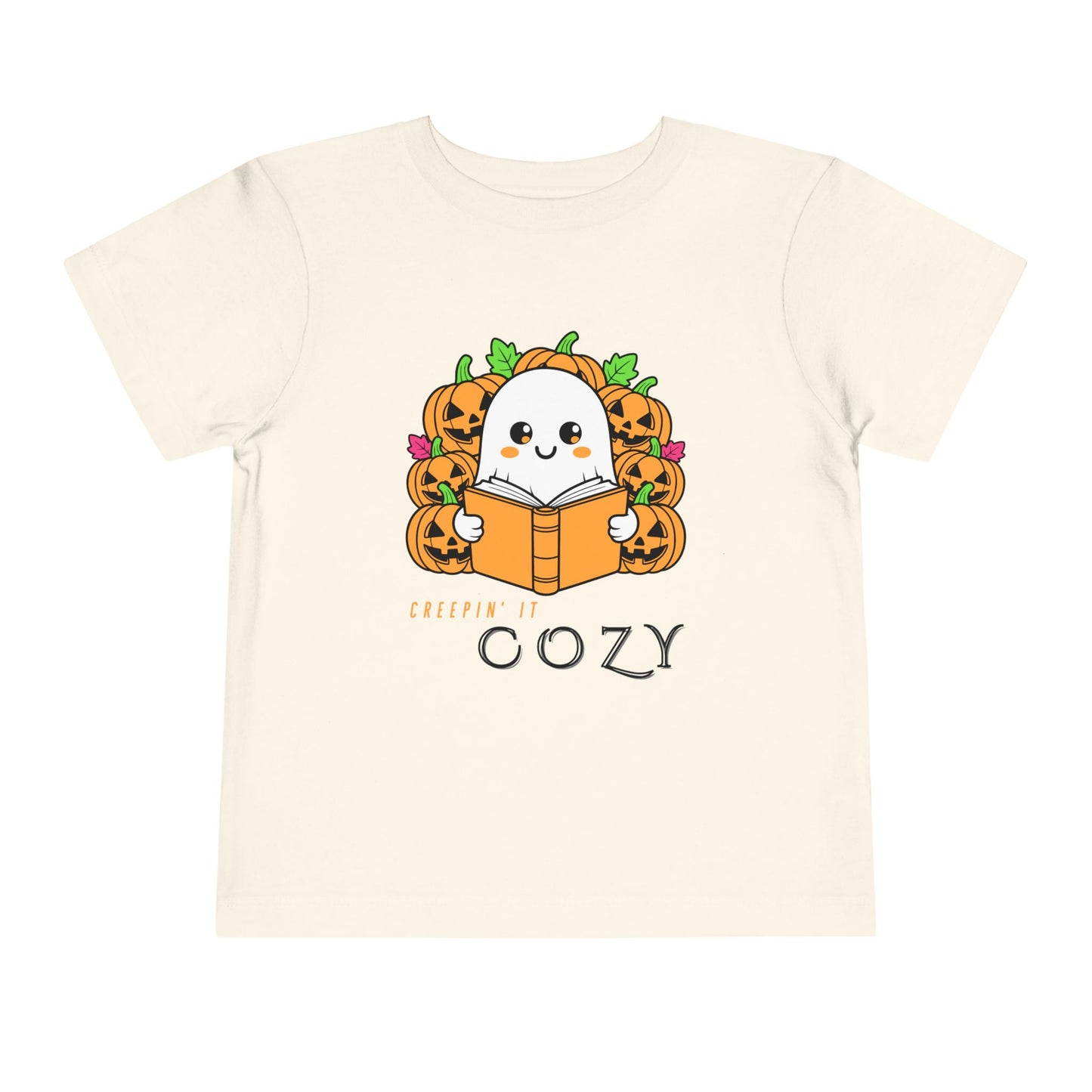 Toddler Creepin’ It Cozy Tee – Cute Halloween Ghost & Pumpkins Reading Shirt