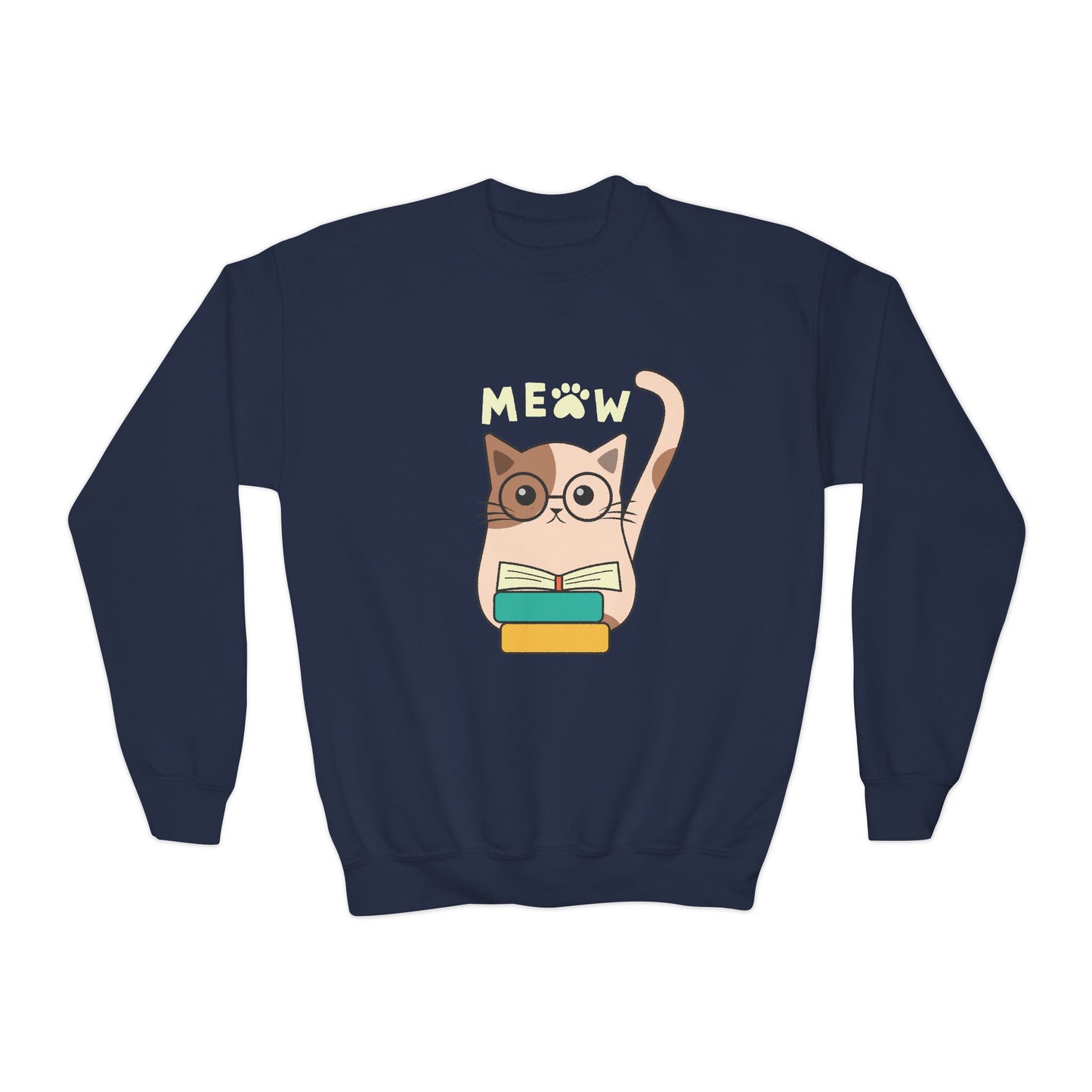 Youth Meow & Read Sweatshirt – The Purrfect Book Buddy