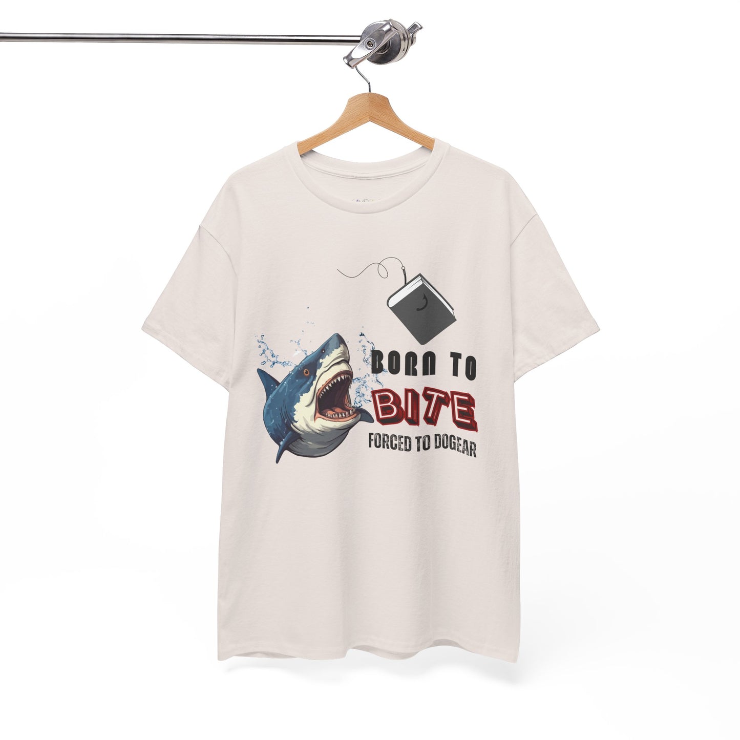 Teen/Adult Unisex Born to Bite Tee â€“ Funny Shark Shirt for Bold Book Lovers