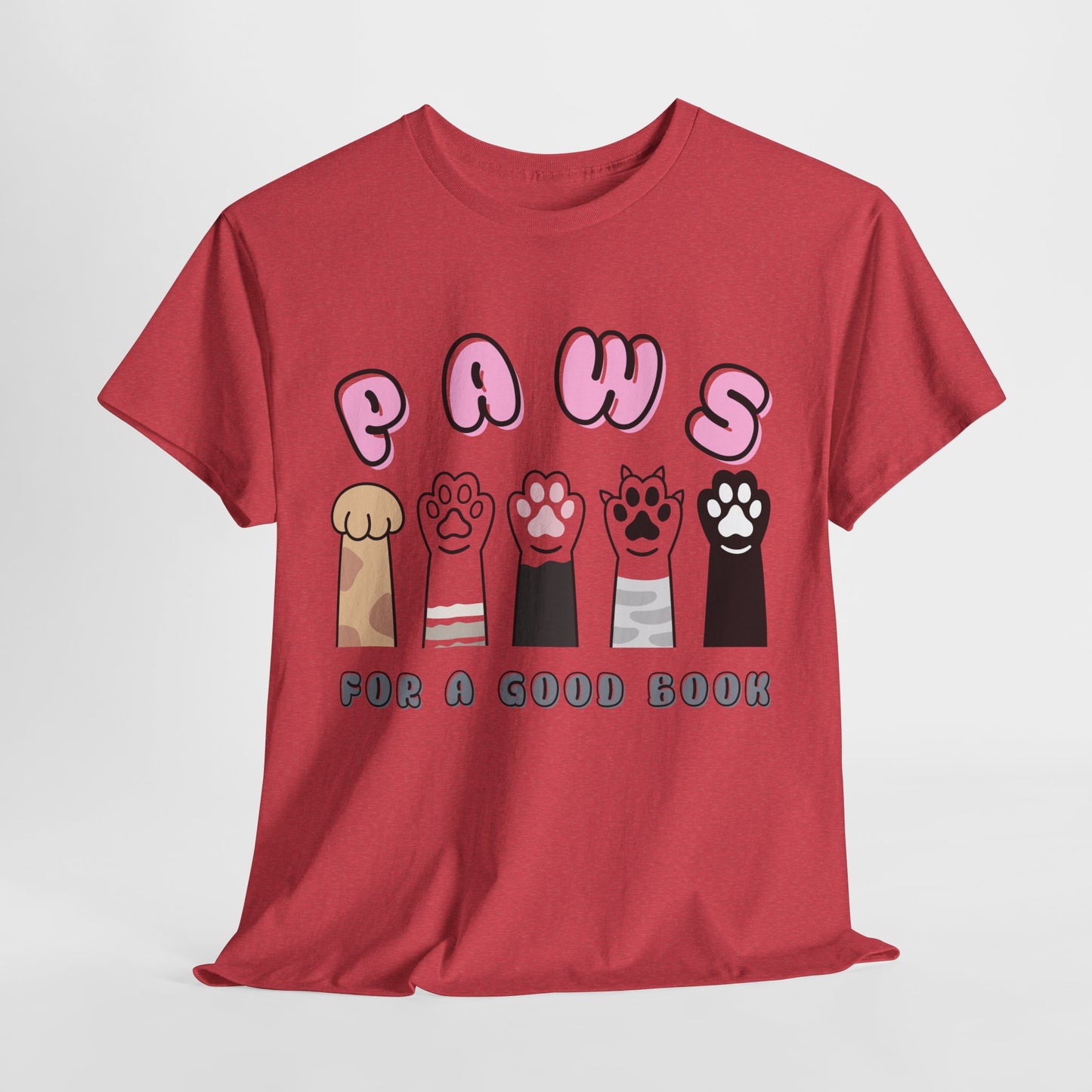 Teen/Adult Unisex “Paws for a Good Book” Cat Lovers Tee