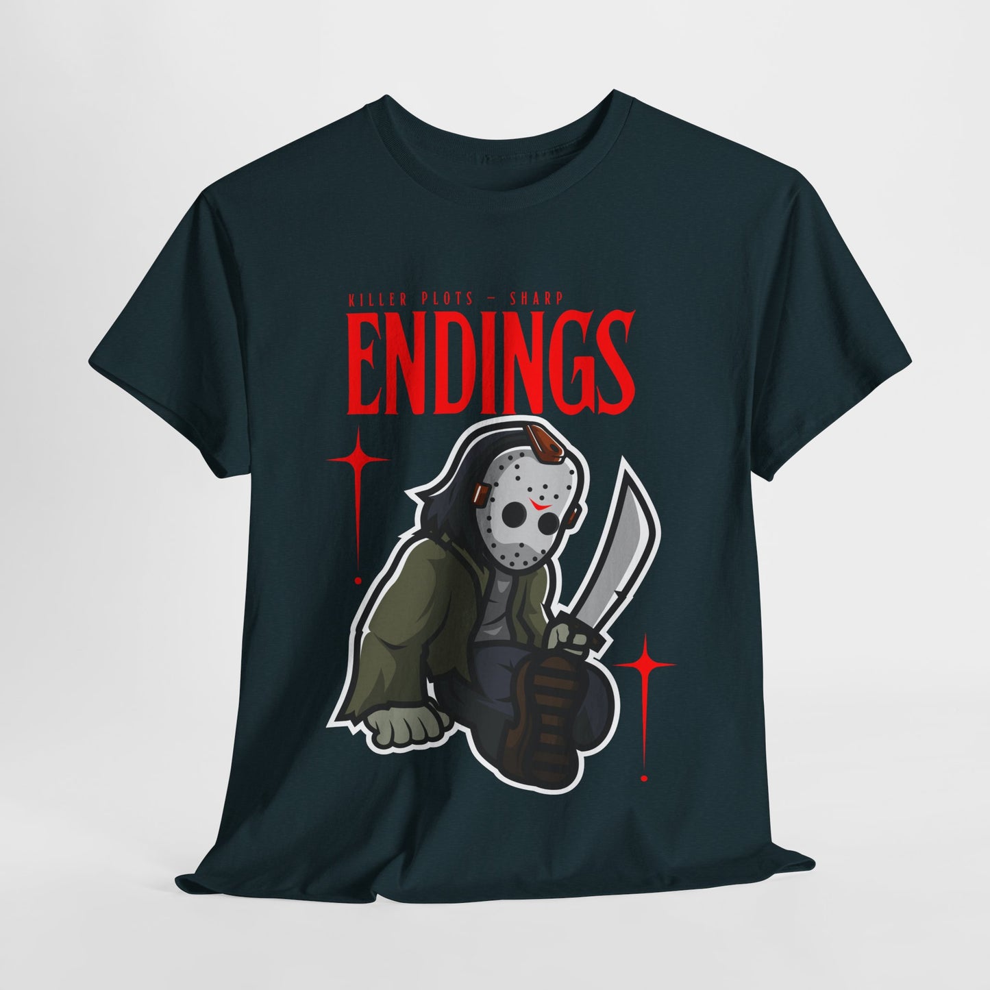 Teen/Adult Unisex Killer Plots, Sharp Endings T-Shirt – Horror Slasher Graphic Tee