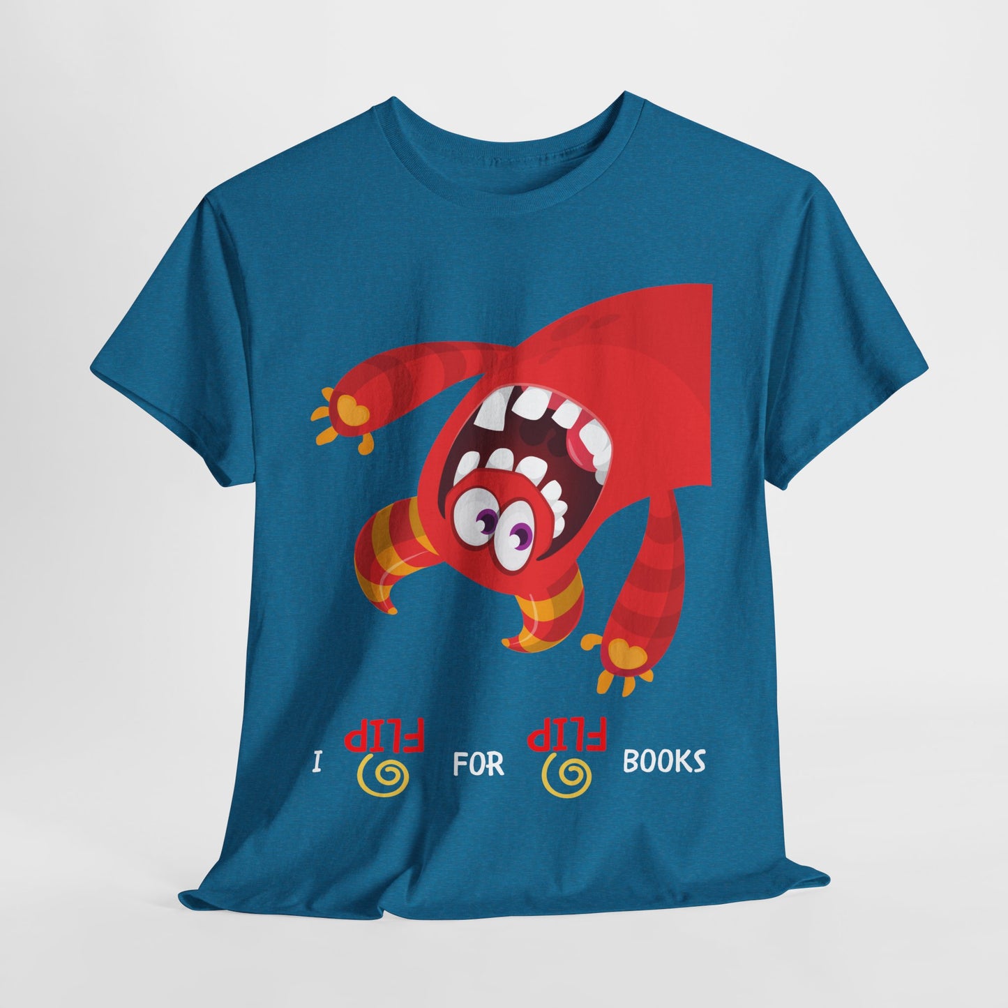 Teen/Adult Unisex I Flip for Books – Playful Reading Shirt with Upside-Down Monster
