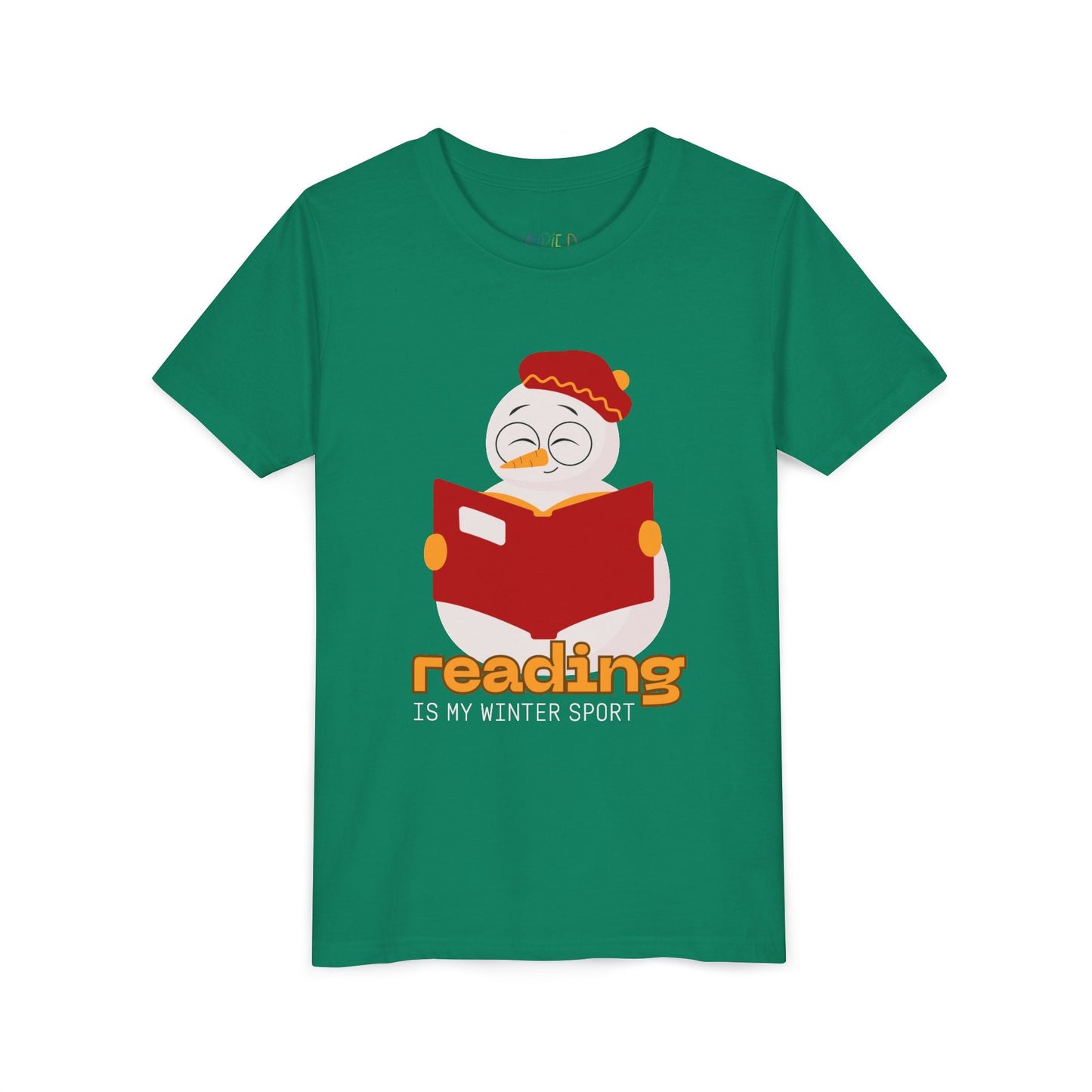 Youth Reading Is My Winter Sport T-Shirt â€“ Cute Snowman Design Printify