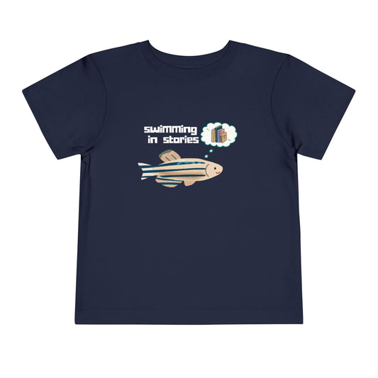 Toddler Swimming in Stories Tee – Bookish Fish Shirt for Little Readers
