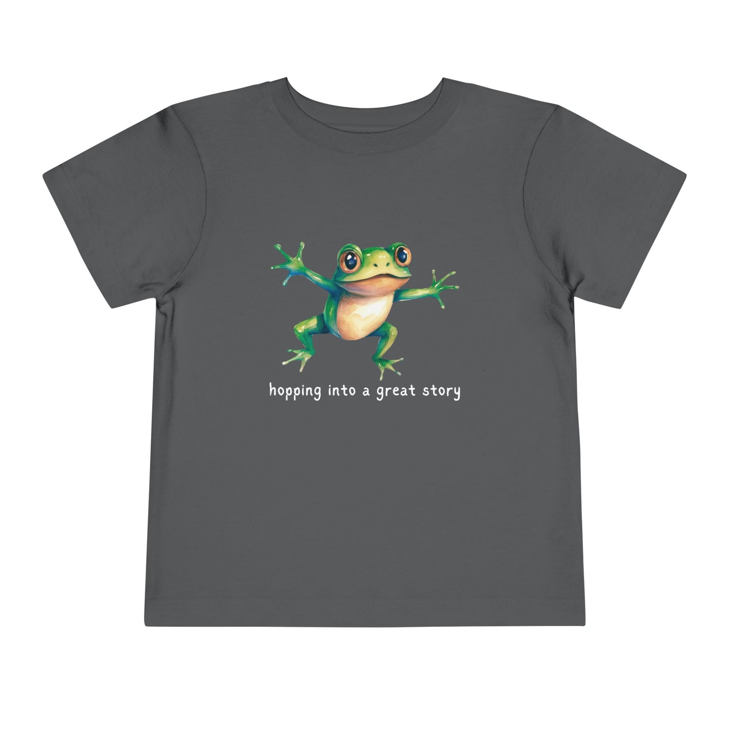 Toddler Hopping Into a Great Story Tee – Fun Gift for Curious Readers
