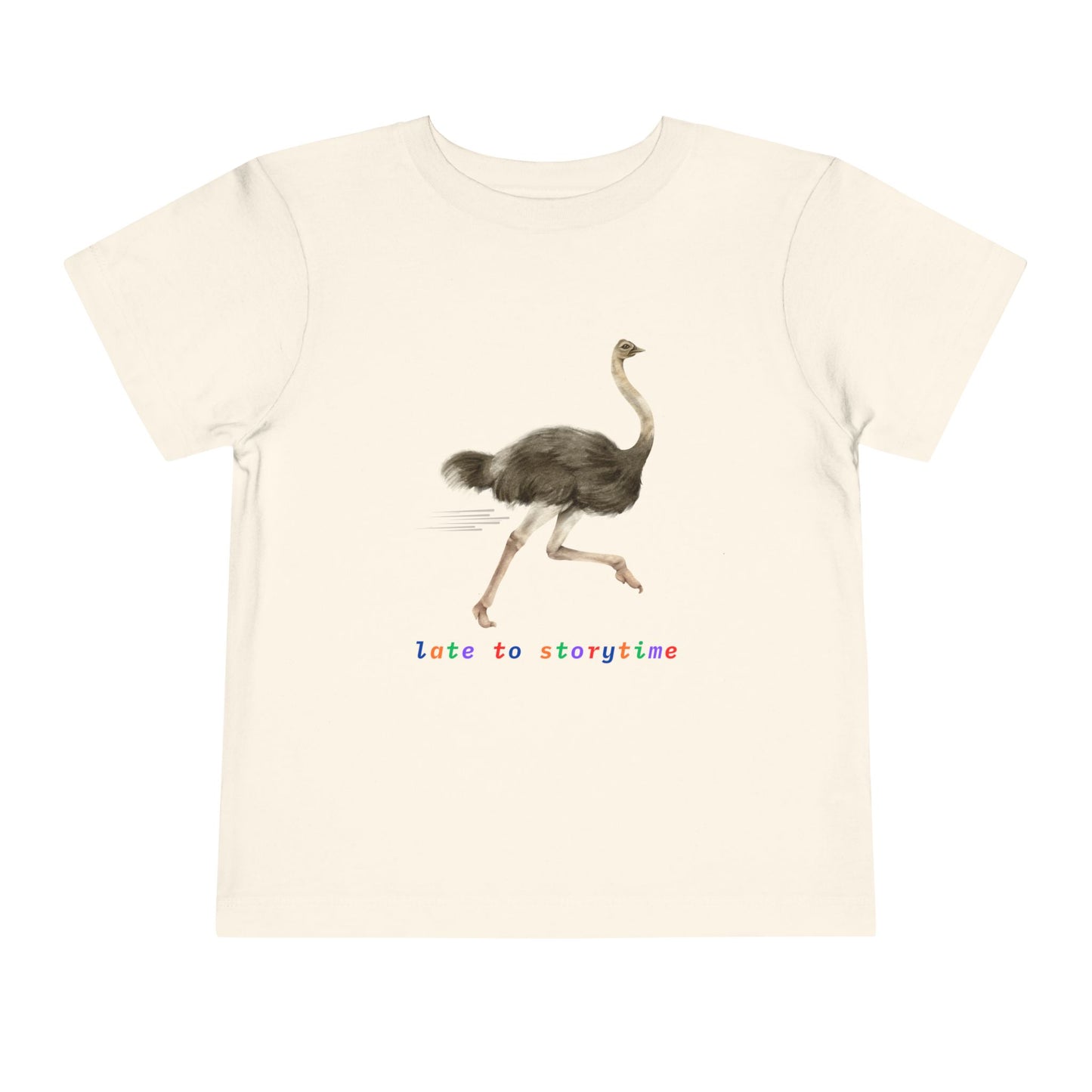 Toddler Late to Storytime Ostrich Tee – Funny Reading Shirt for Kids