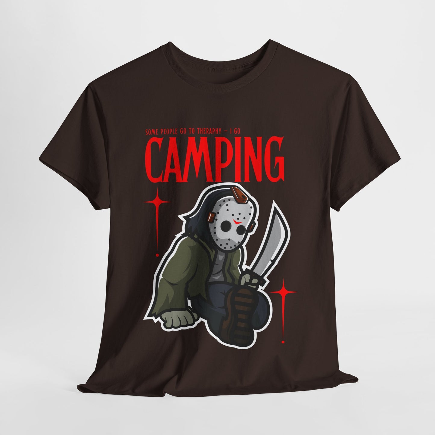 Teen/Adult Unisex Camping Horror T-Shirt – Slasher Parody Graphic Tee