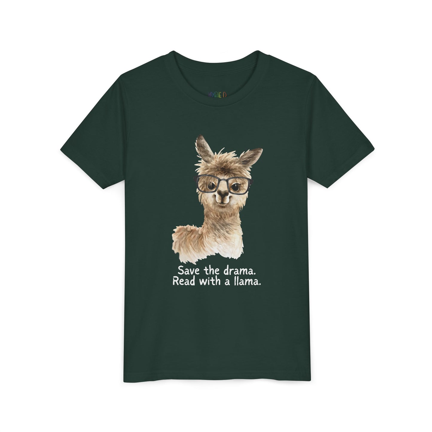 Youth Save the Drama, Read with a Llama T-Shirt – Funny Animal Book Lover Tee
