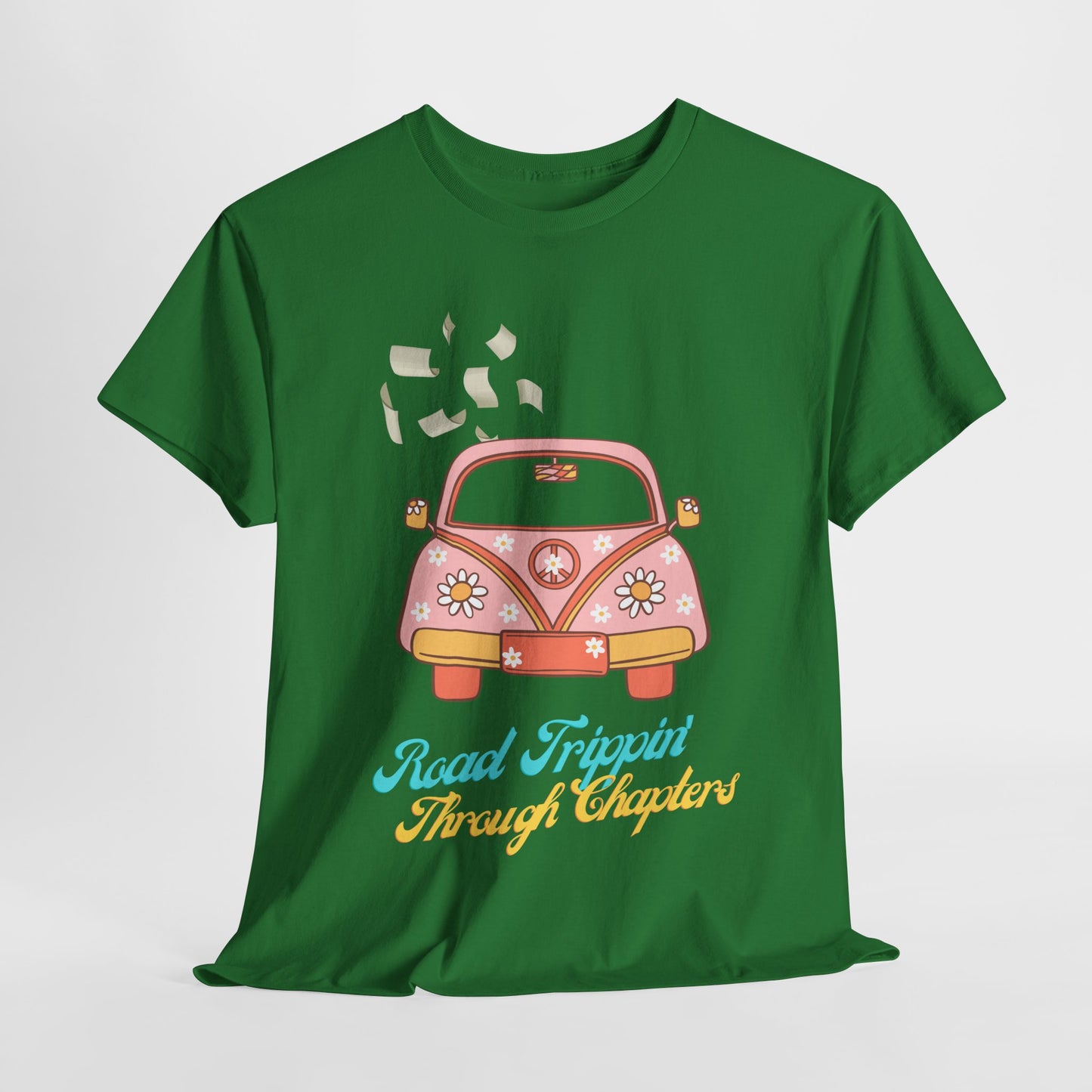 Teen/Adult Unisex Road Trippin’ Through Chapters Tee – Groovy Gift for Book Lovers on a Journey