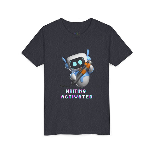 Youth Writing Activated Tee – Robot-Inspired Shirt for Creative Kids, For young writers ready to power up their pens!