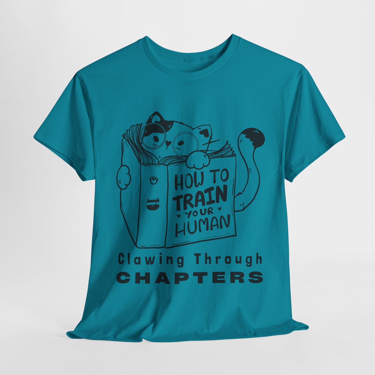 Teen/Adult Unisex “How to Train Your Human” Cat Shirt – Clawing Through Chapters Book Tee