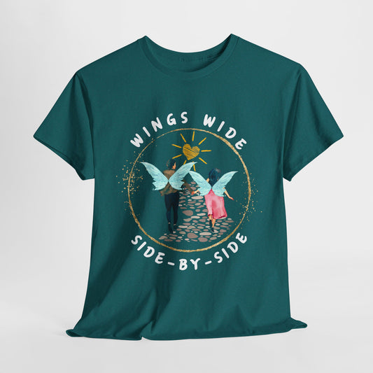Teen/Adult Unisex Wings Wide Side-By-Side Tee – Wedding & Anniversary Gift for Couples, Inspirational Fairy Tale Apparel