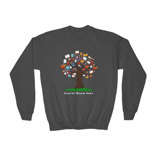 Youth Stories Bloom Here Sweatshirt – Where Reading Grows!