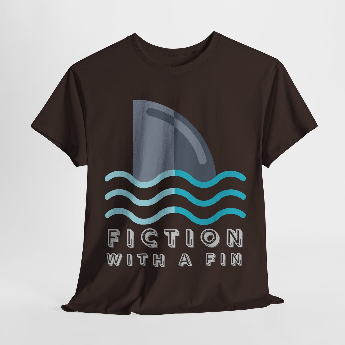 Teen/Adult Unisex Fiction With a Fin Tee – Shark-Themed Reading Shirt for Ocean-Loving Bookworms