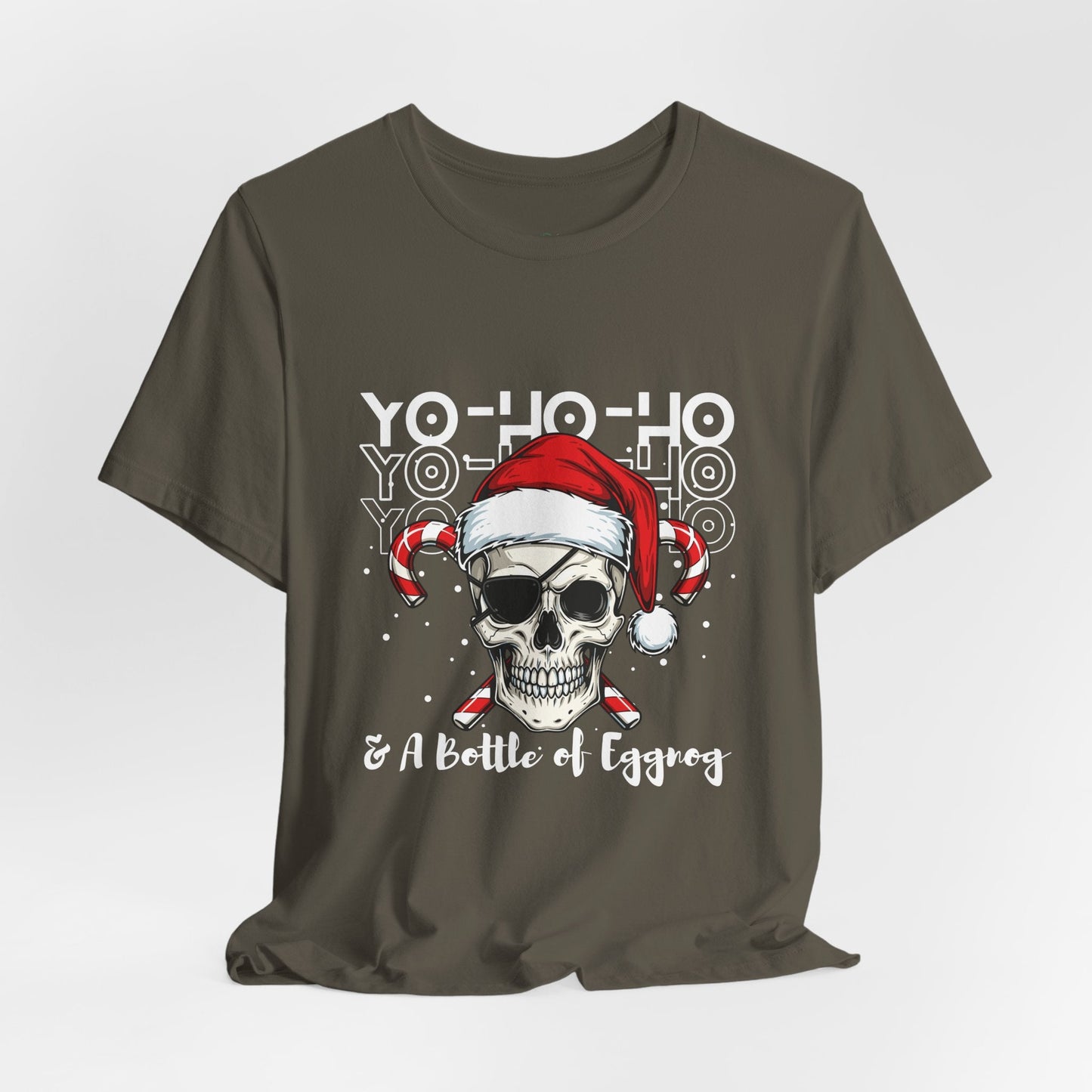 Teen/Adult Unisex Yo-Ho-Ho Skull T-Shirt â€“ Pirate Christmas Humor Design Printify