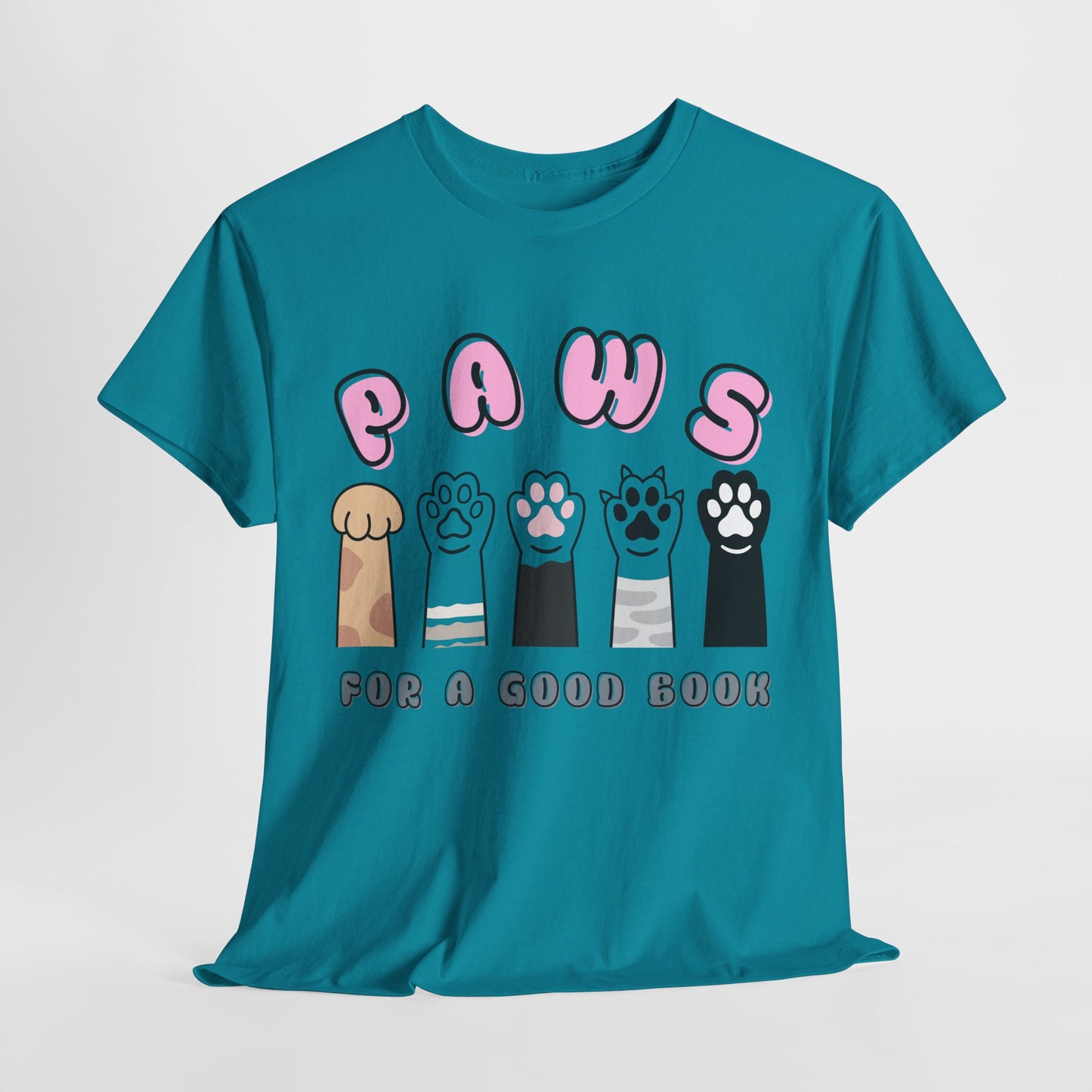 Teen/Adult Unisex “Paws for a Good Book” Cat Lovers Tee