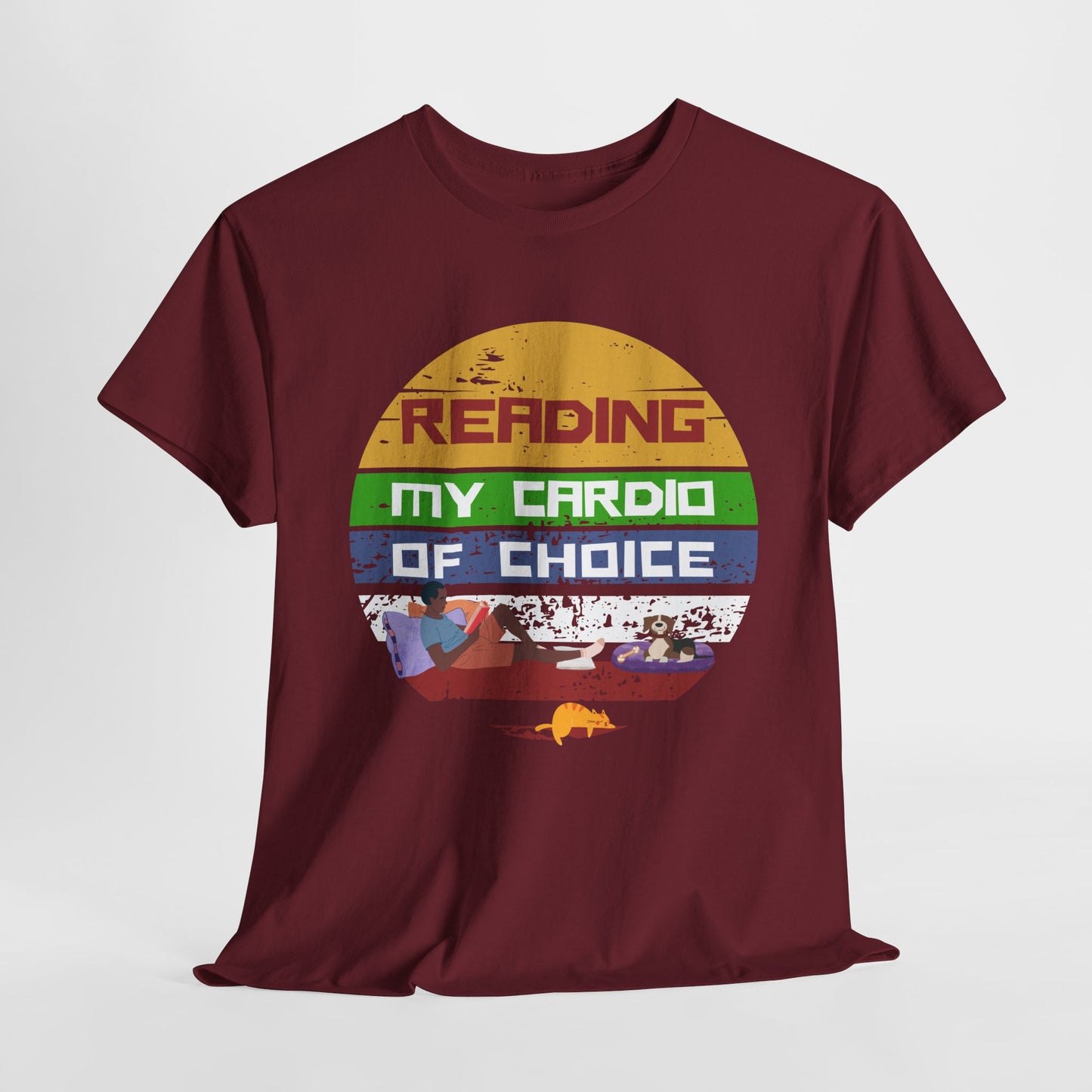 Teen/Adult Unisex Reading: My Cardio of Choice Tee – Bookish Humor for the Chill-at-Heart