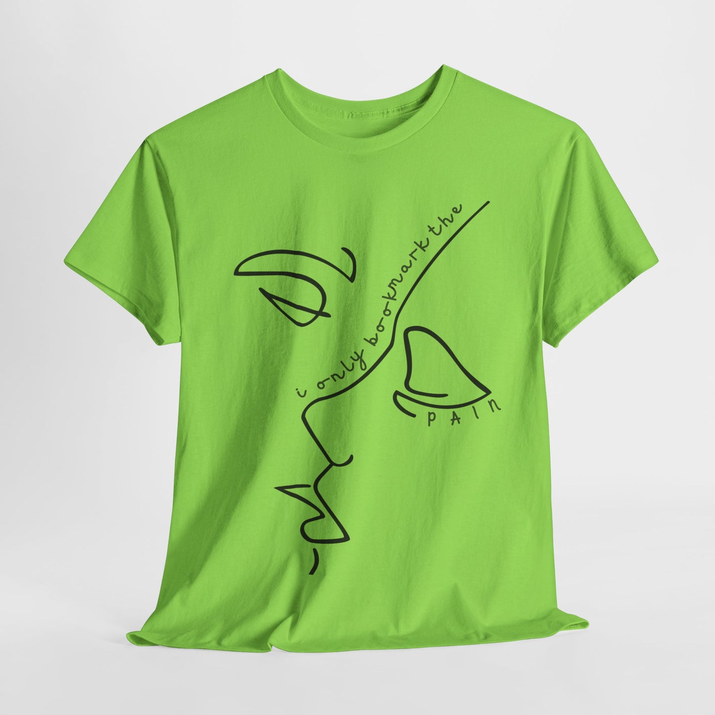Teen/Adult Unisex Tee – I Only Bookmark the Pain (Minimalist Face Edition)
