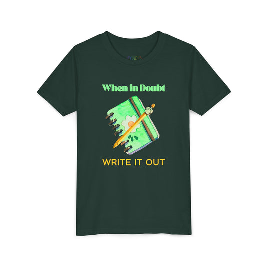 Youth Write It Out Tee – Creative Coping Shirt for Thoughtful Kids, Journal Lovers & Budding Authors