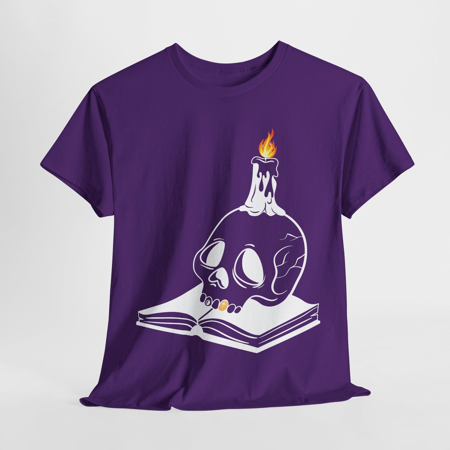 Teen/Adult Unisex Skull Candle & Book T-Shirt – Gothic Horror Reader Graphic Tee