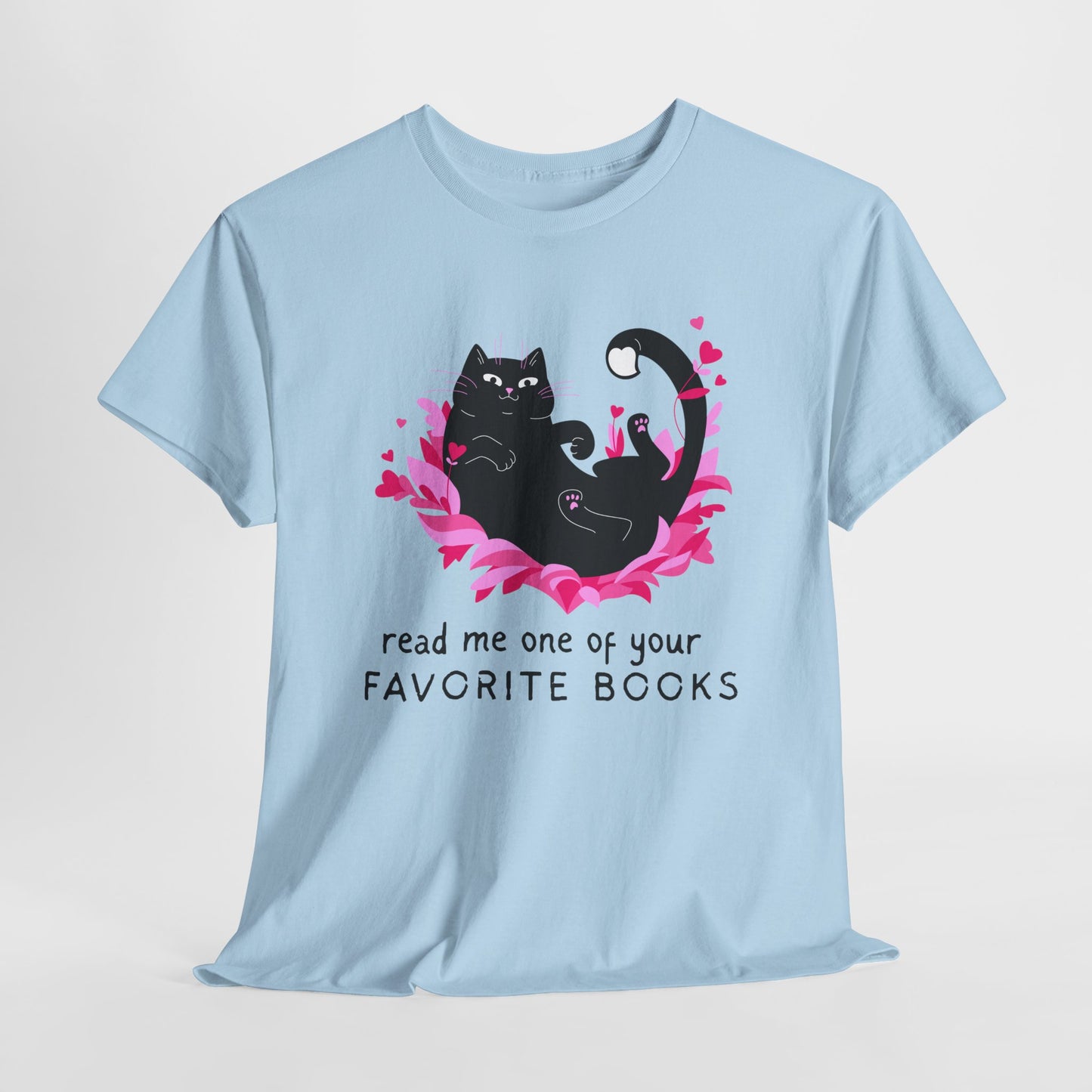 Teen/Adult Unisex Favorite Books Cat Tee – For Stories Best Shared