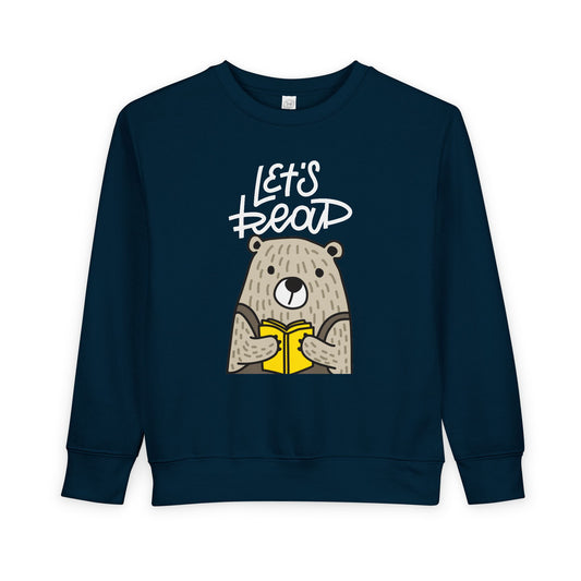 Toddler Let’s Read Sweatshirt – Cozy Bear Book Lover Crewneck for Kids