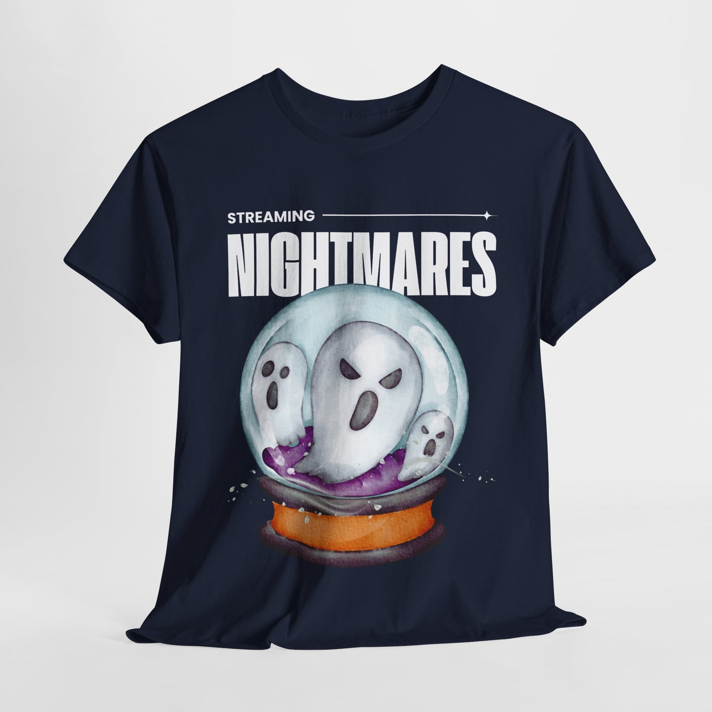 Teen/Adult Unisex "Streaming Nightmares" Ghost Globe T-Shirt – Haunted Horror Apparel
