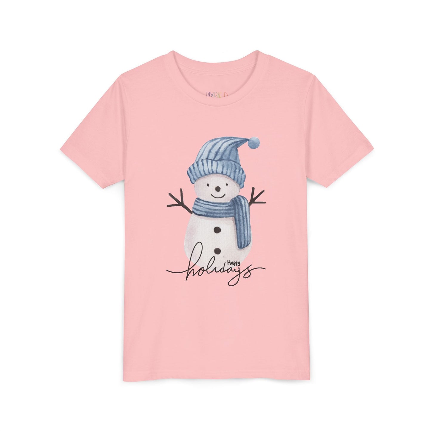 Youth Happy Holidays T-Shirt â€“ Cute Snowman Design Printify