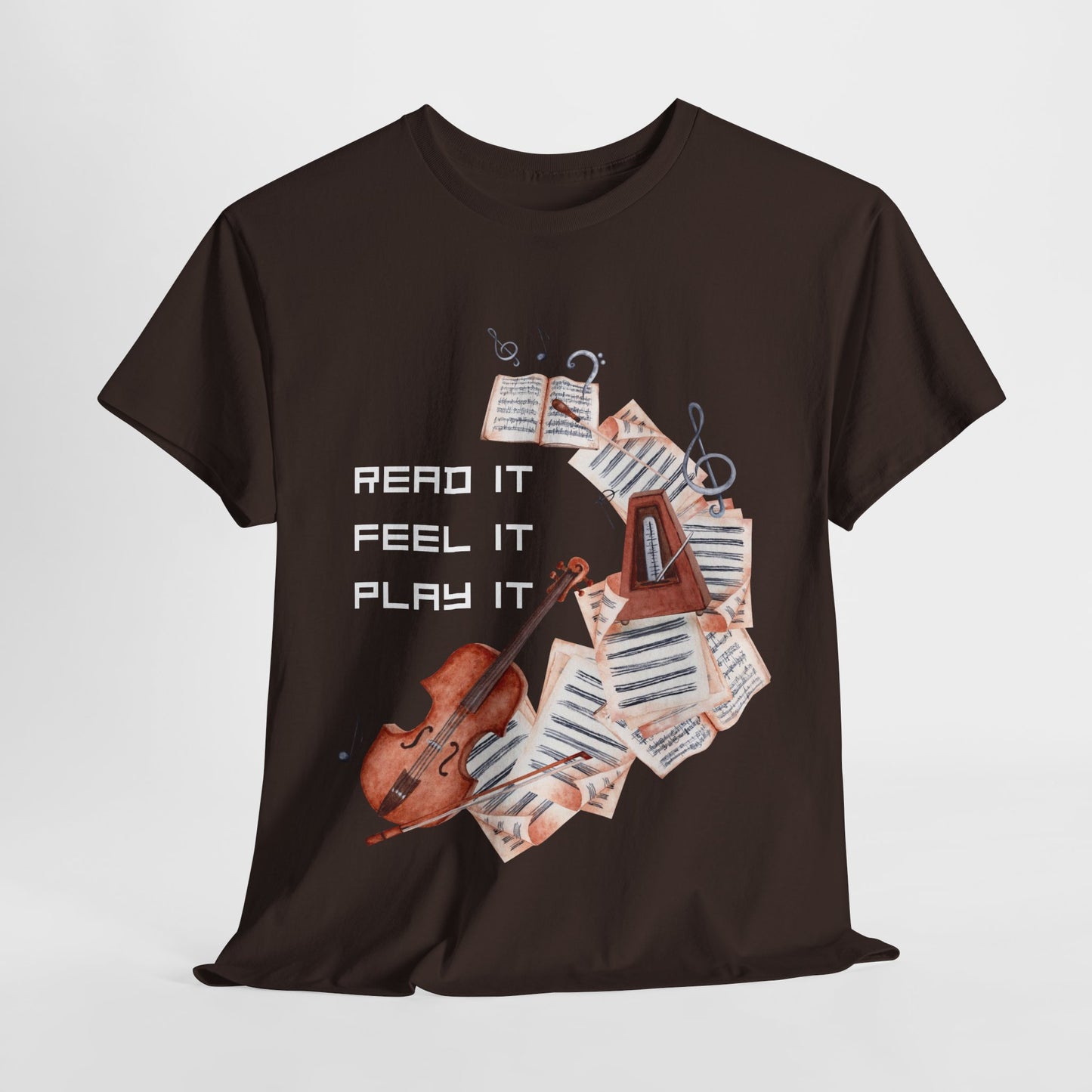 Teen/Adult Unisex Read It, Feel It, Play It Tee – A Symphony for Storytellers and Musicians