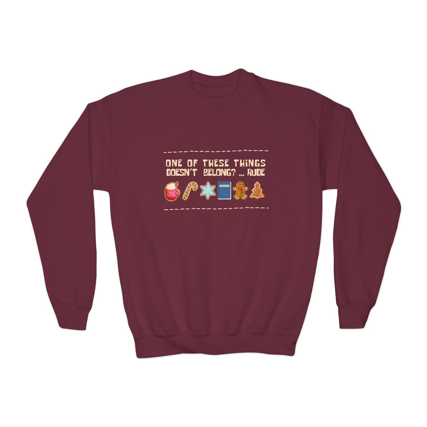 Youth One of These Things Sweatshirt â€“ Funny Holiday Mismatch Design Printify