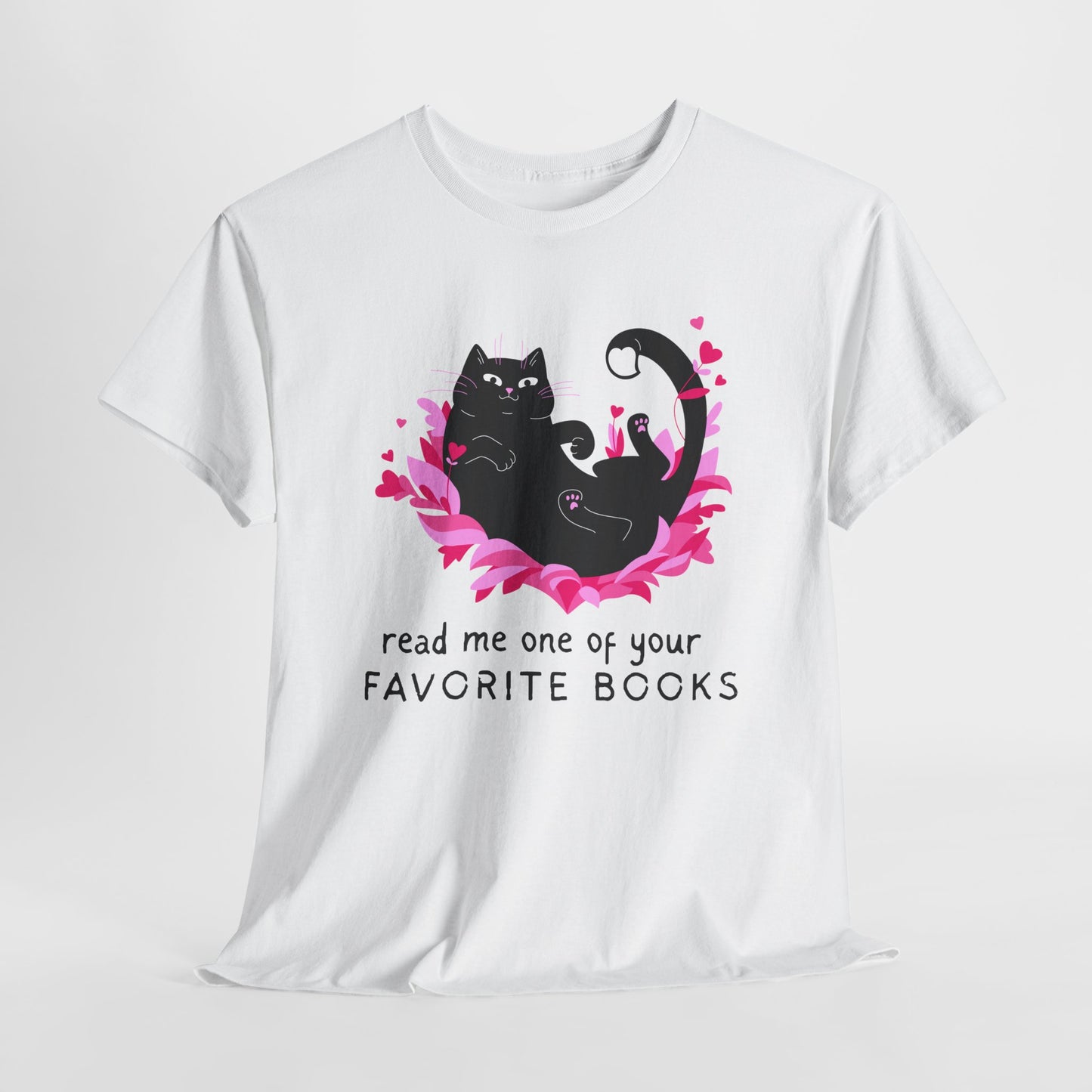 Teen/Adult Unisex Favorite Books Cat Tee – For Stories Best Shared