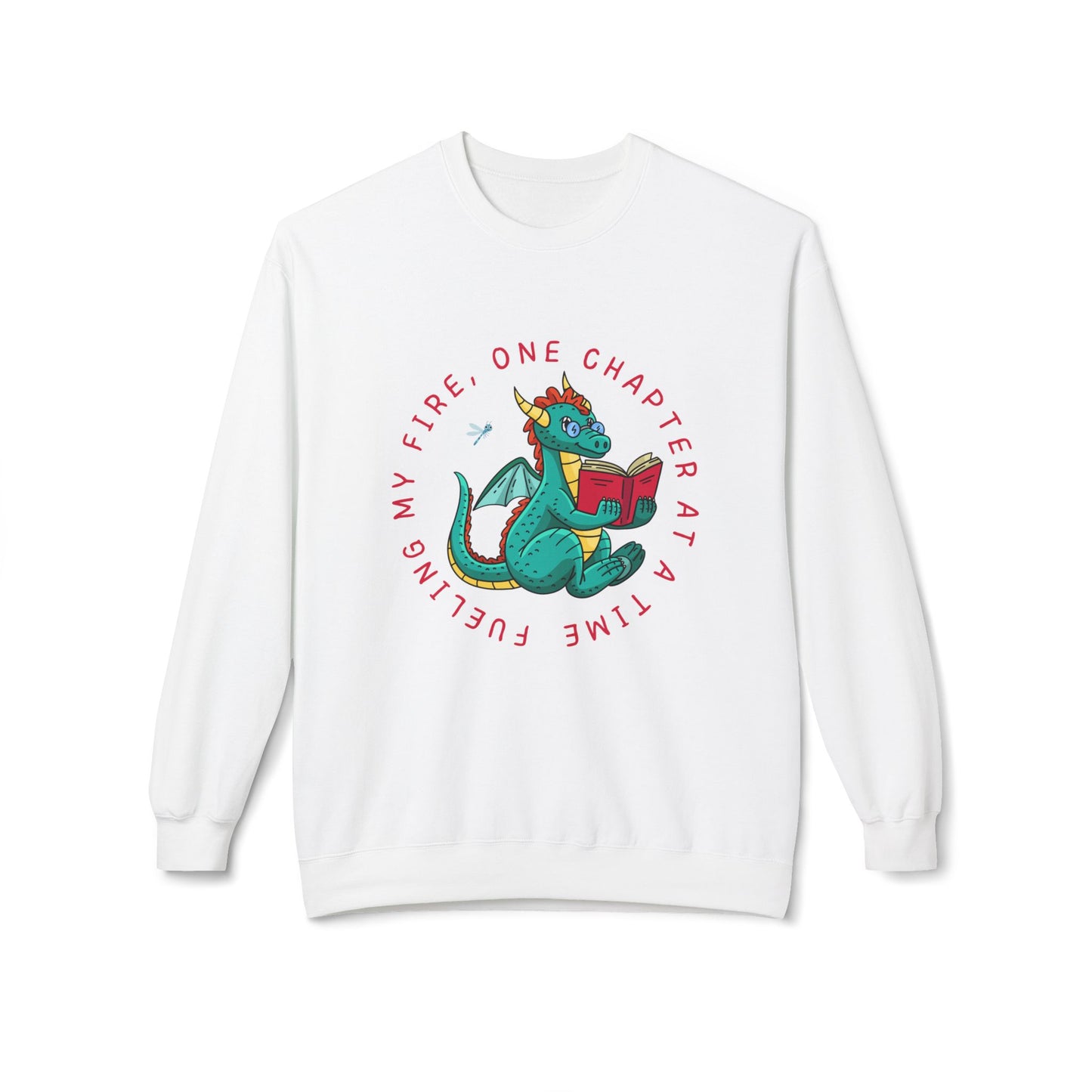 Teen/Adult Unisex Fueling My Fire Dragon Reading Sweatshirt