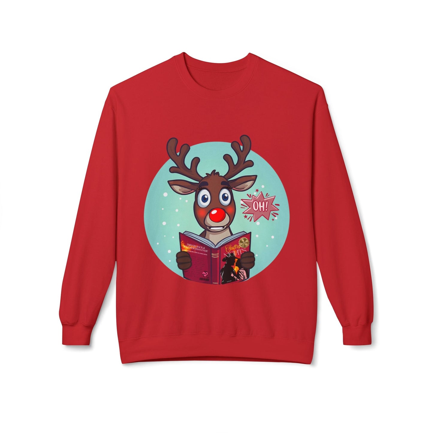 Teen/Adult Unisex Rudolphâ€™s Spicy Read Sweatshirt â€“ Funny RisquÃ© Holiday Book Design Printify