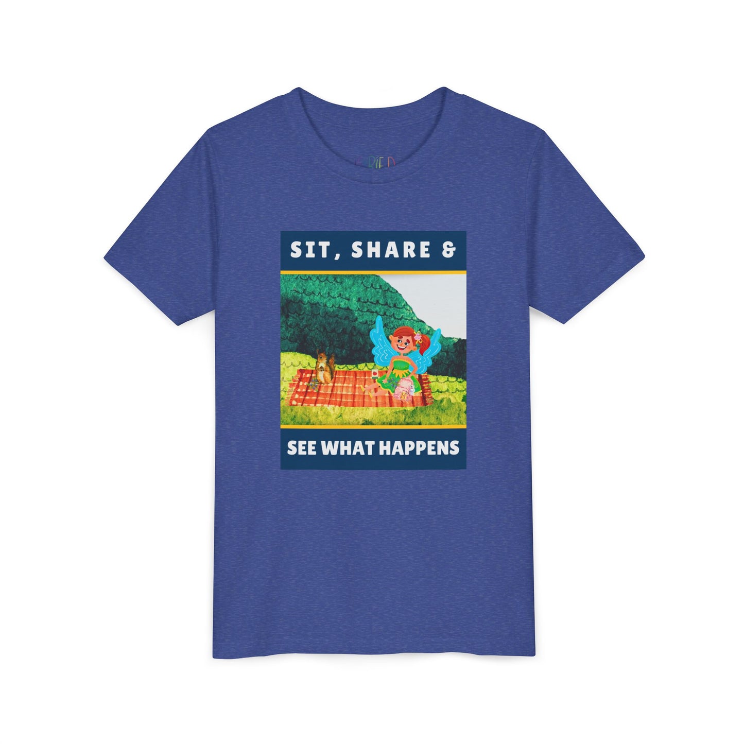 Youth Sit, Share & See What Happens Tee – Wholesome T-Shirt for Kind-Hearted Kids, Nature Lovers & Budding Friends