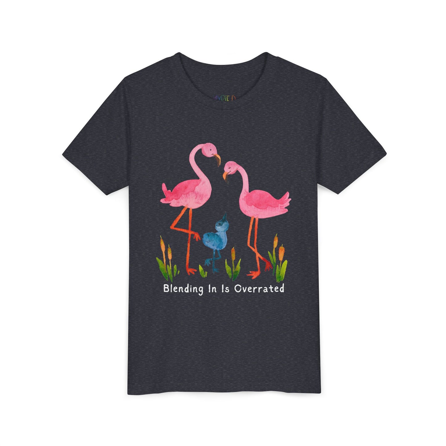 Youth Blending In Is Overrated Tee – Standout Flamingo Shirt for Bold Young Readers