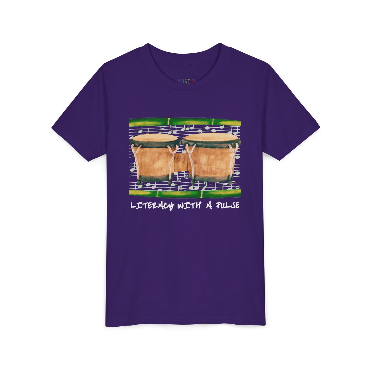 Youth Literacy With a Pulse Tee – Bongo Drum Shirt for Rhythm-Loving Readers