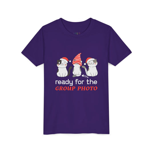 Youth Ready for the Group Photo T-Shirt â€“ Holiday Cats Design Printify