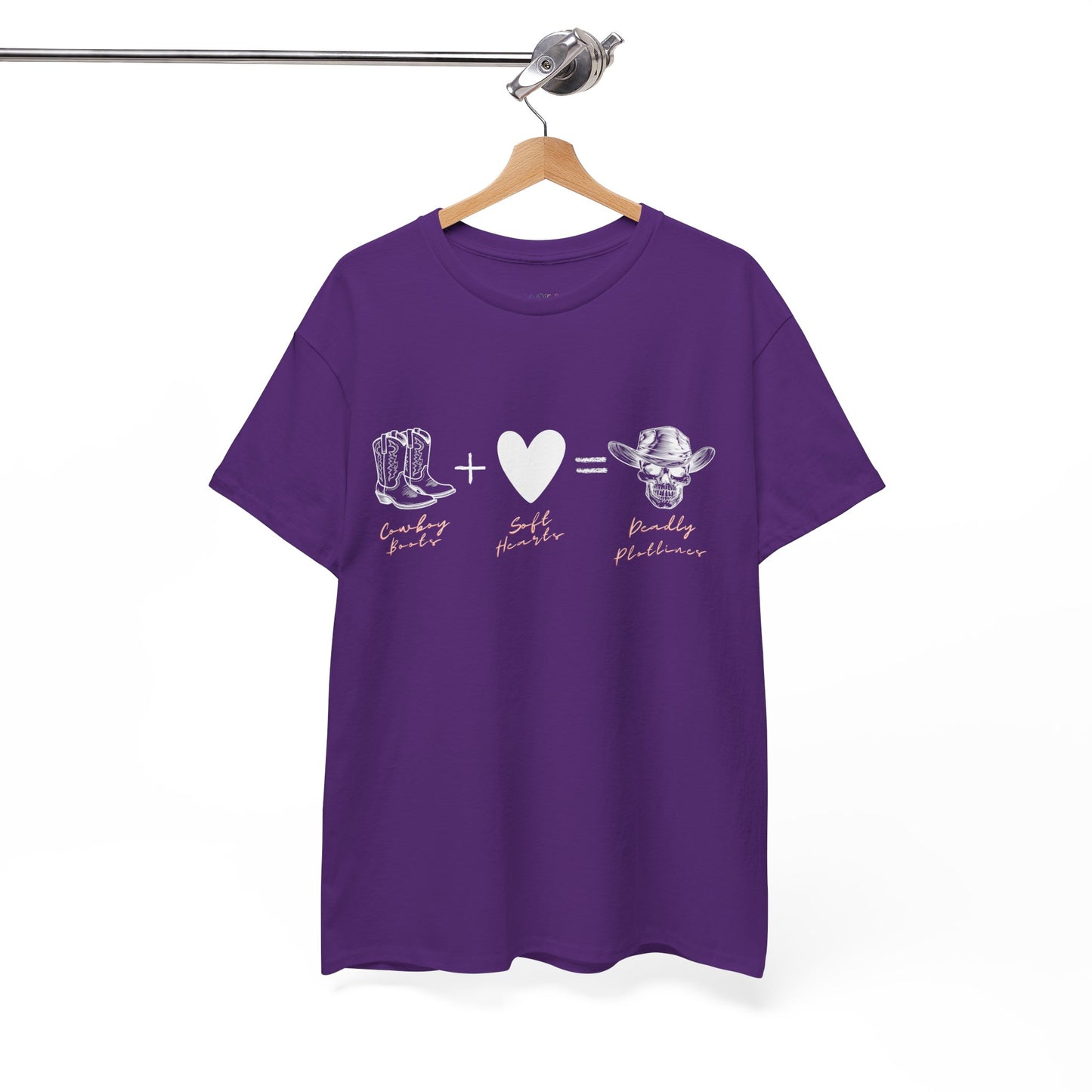 Teen/Adult Unisex Tee Cowboy Boots + Soft Heart = Deadly Plotline
