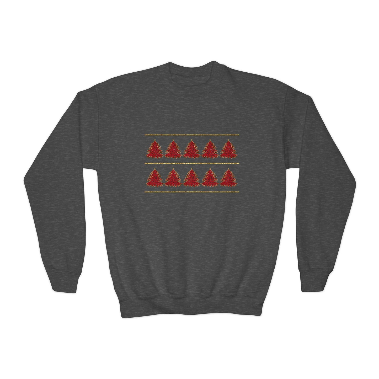 Youth Festive Red Tree Rows Sweatshirt Printify