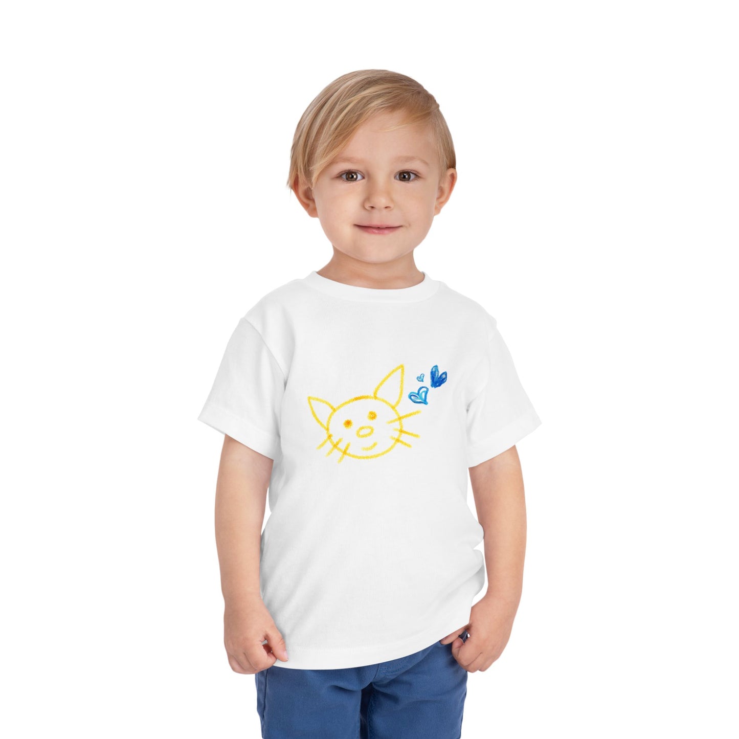 Toddler Smiley Scribble Cat Tee – Whimsical Kitty Shirt for Little Animal Lovers