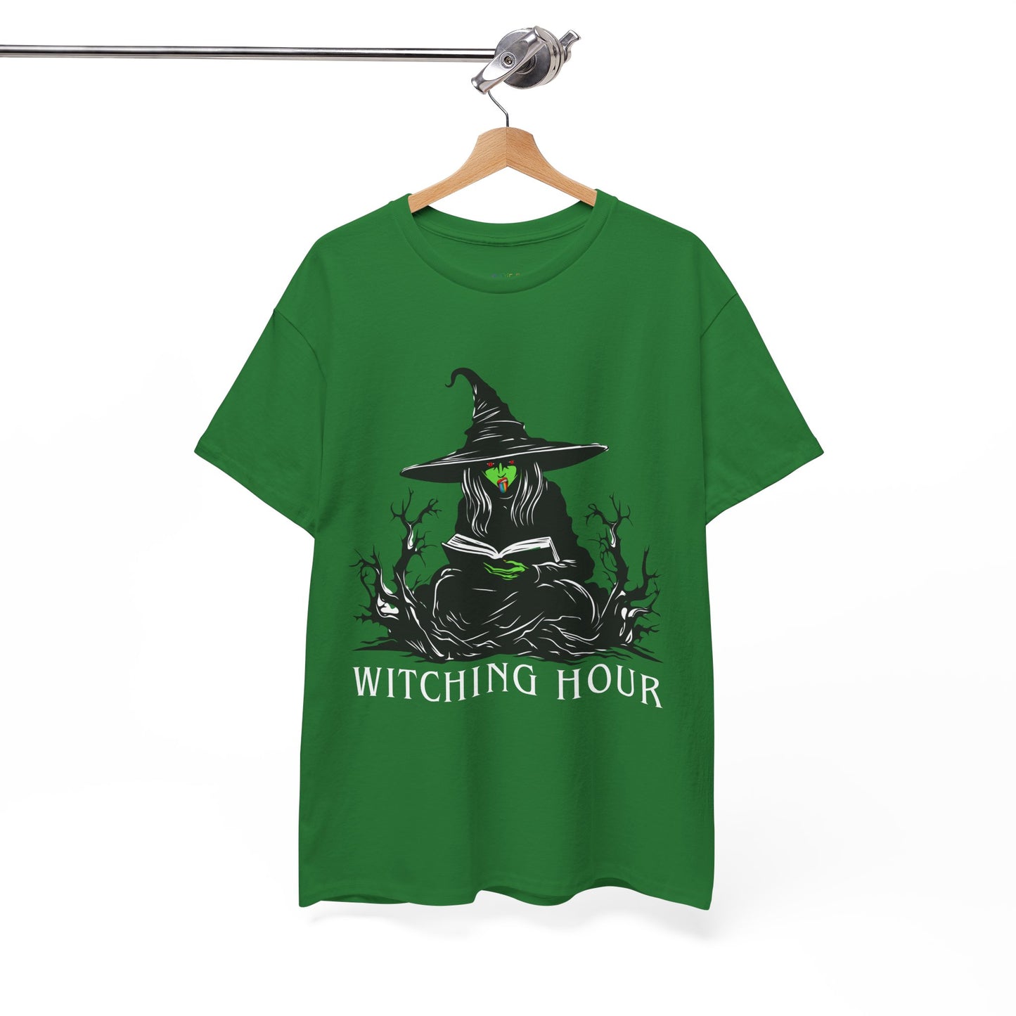 Teen/Adult Unisex Witching Hour T-Shirt Spooky Reading Witch Graphic
