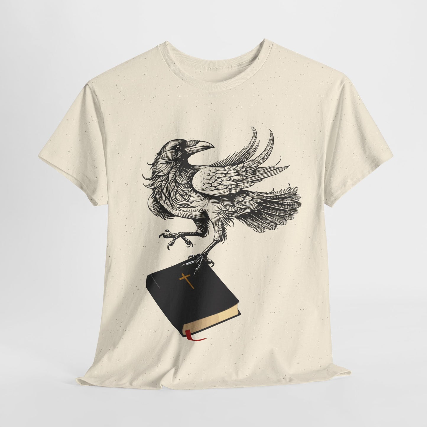 Teen/Adult Unisex Raven Carrying Book T-Shirt – Gothic Horror Reader Graphic Tee